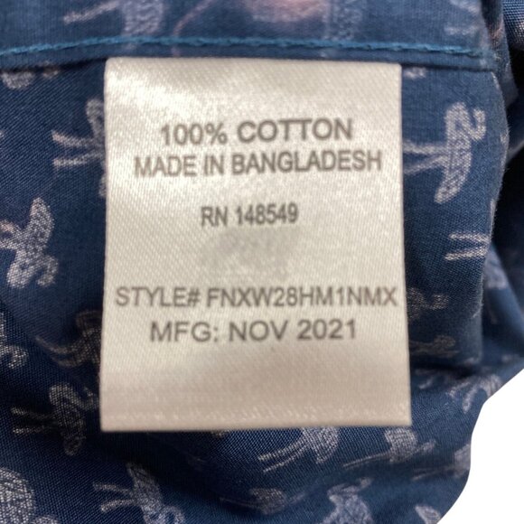 Free Planet Mens Cotton Casual Shirt, Size 1X, Navy Blue White‎ Flamingos Pocket - Picture 7 of 8
